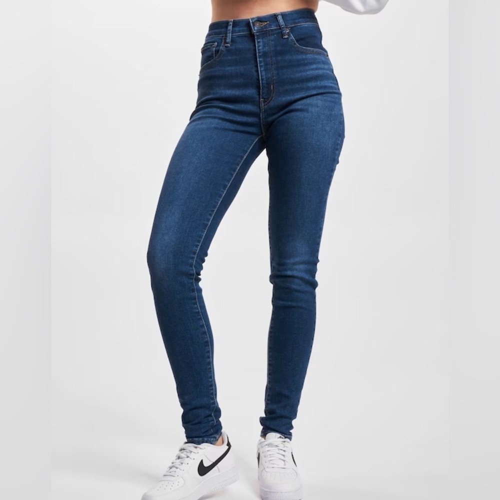 High-Rise Dark Blue Skinny Jeans for Women